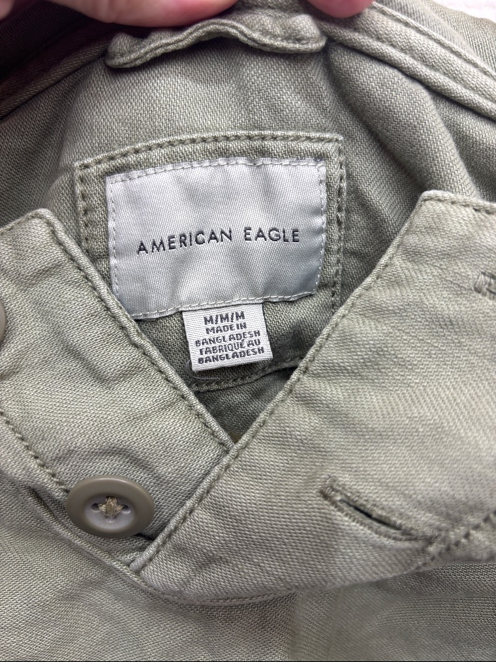 American Eagle | medium Washed Olive Green Drawstring Hoodie - Picture 5 of 6